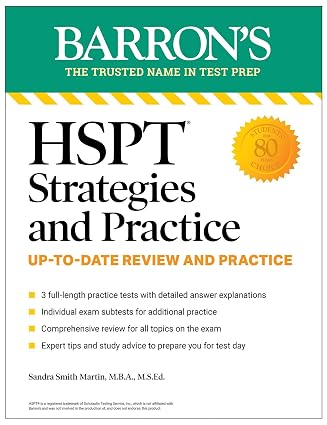 HSPT Strategies and Practice, Second Edition: Prep Book with 3 Practice Tests + Comprehensive Review + Practice + Strategies (Barron's Test Prep)