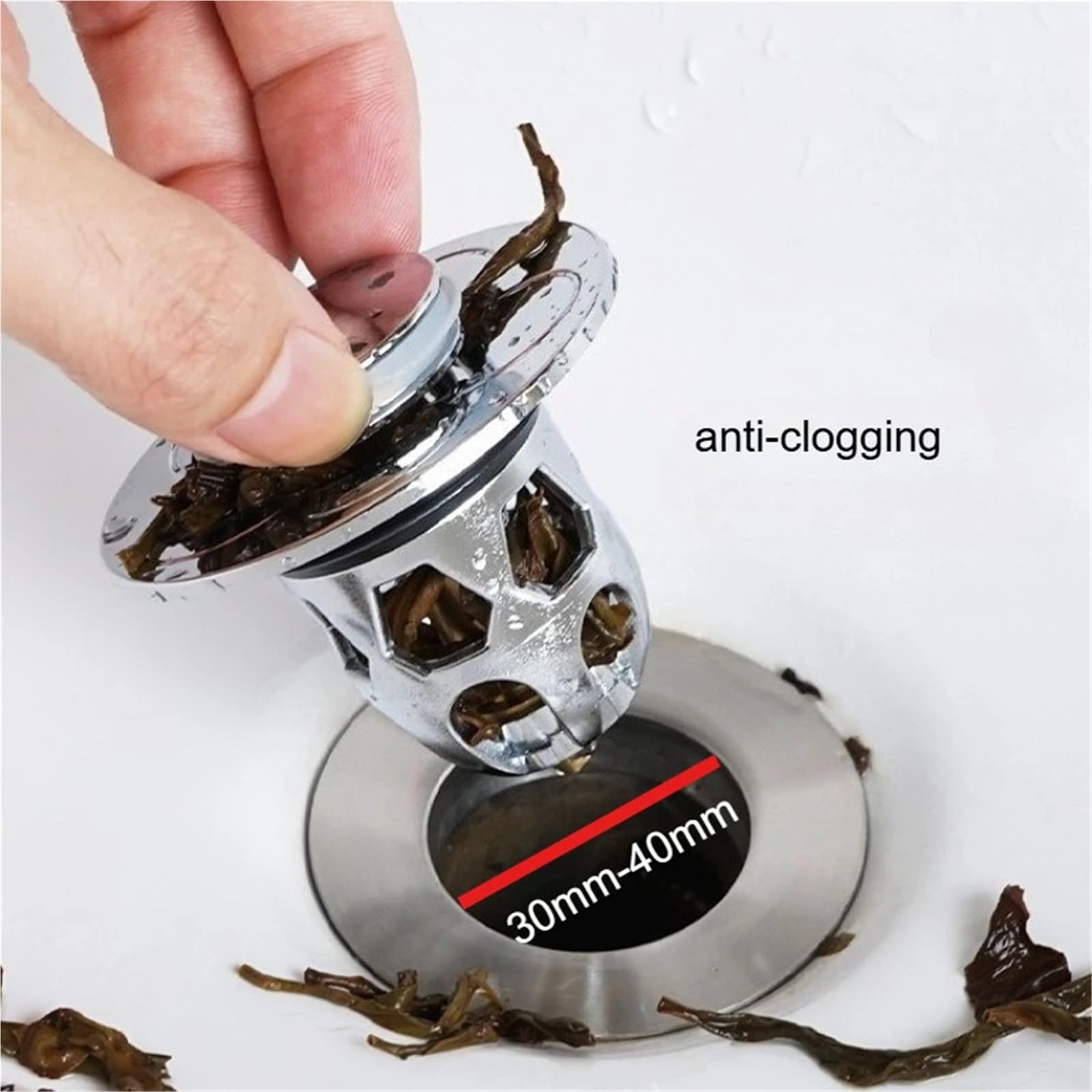 Waschbeckenstöpsel 30-40mm Universal Pop-Up Drain Stopper ABS Electroplated Shell Copper Core Anti-Odor Insect Proof for Bathroom Sink Washbasin