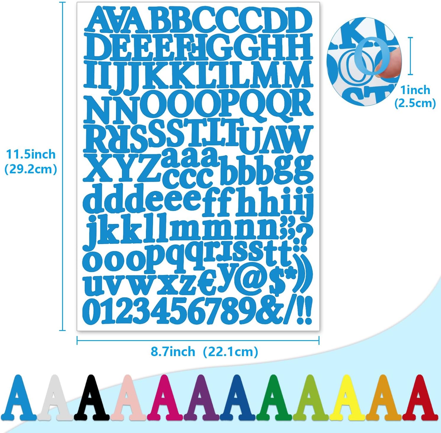 1596 Pieces 12 Sheets Letter Stickers, 1 inch Self Adhesive Alphabet Number Stickers, 12 Colors Vinyl Mailbox Numbers for Mailbox, Window, Door, Home, Business, Address Number, Bulletin Board Decor