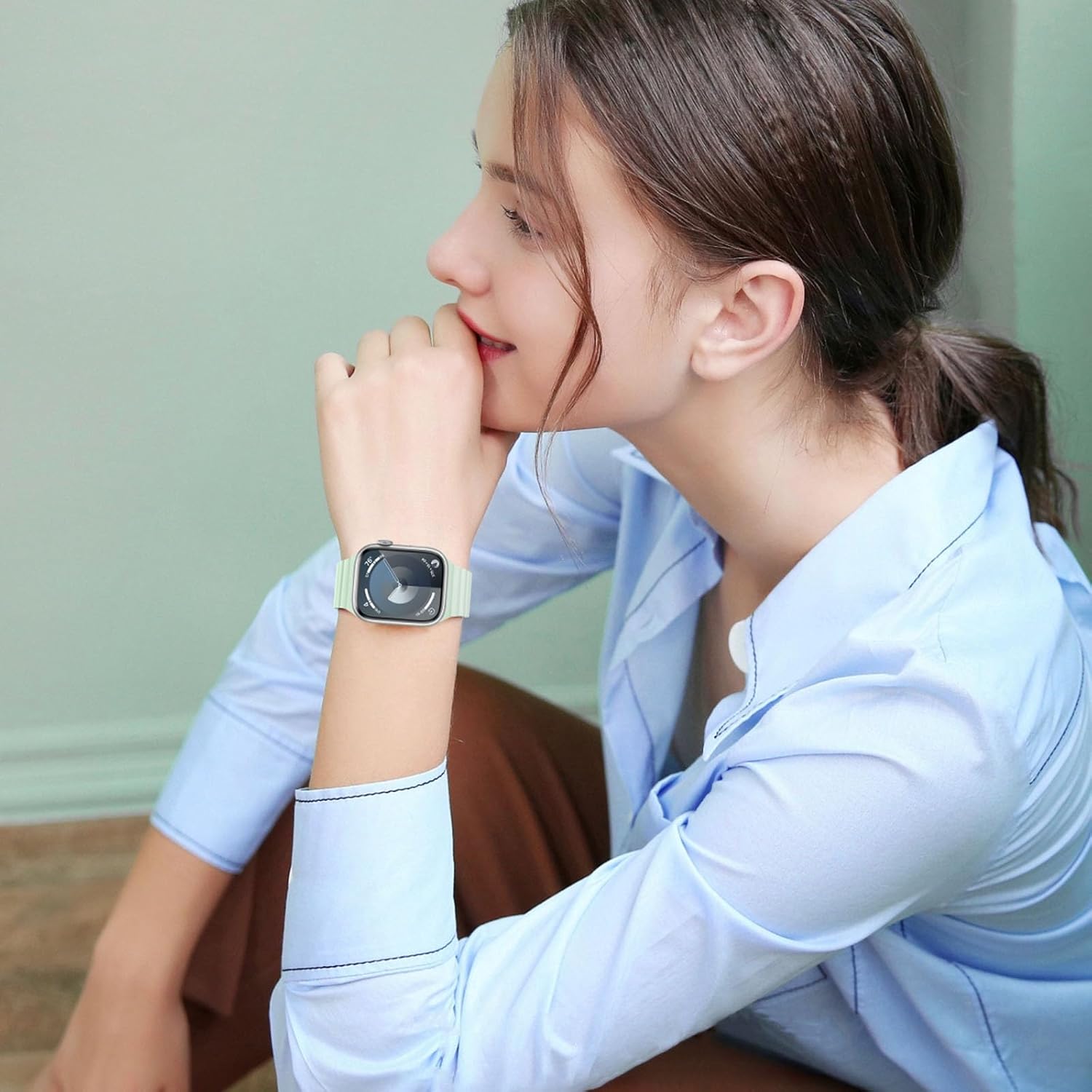 HITZEE Compatible with Apple Watch Band 49/46/45/44/42/41/40/38mm, Soft Silicone Magnetic Bands Strap Compatible for iWatch Ultra 3/2/1 SE3/2/1 Series 11 10 9 8 7-1 (38/40/41/42, Soft Mint) - Image 6