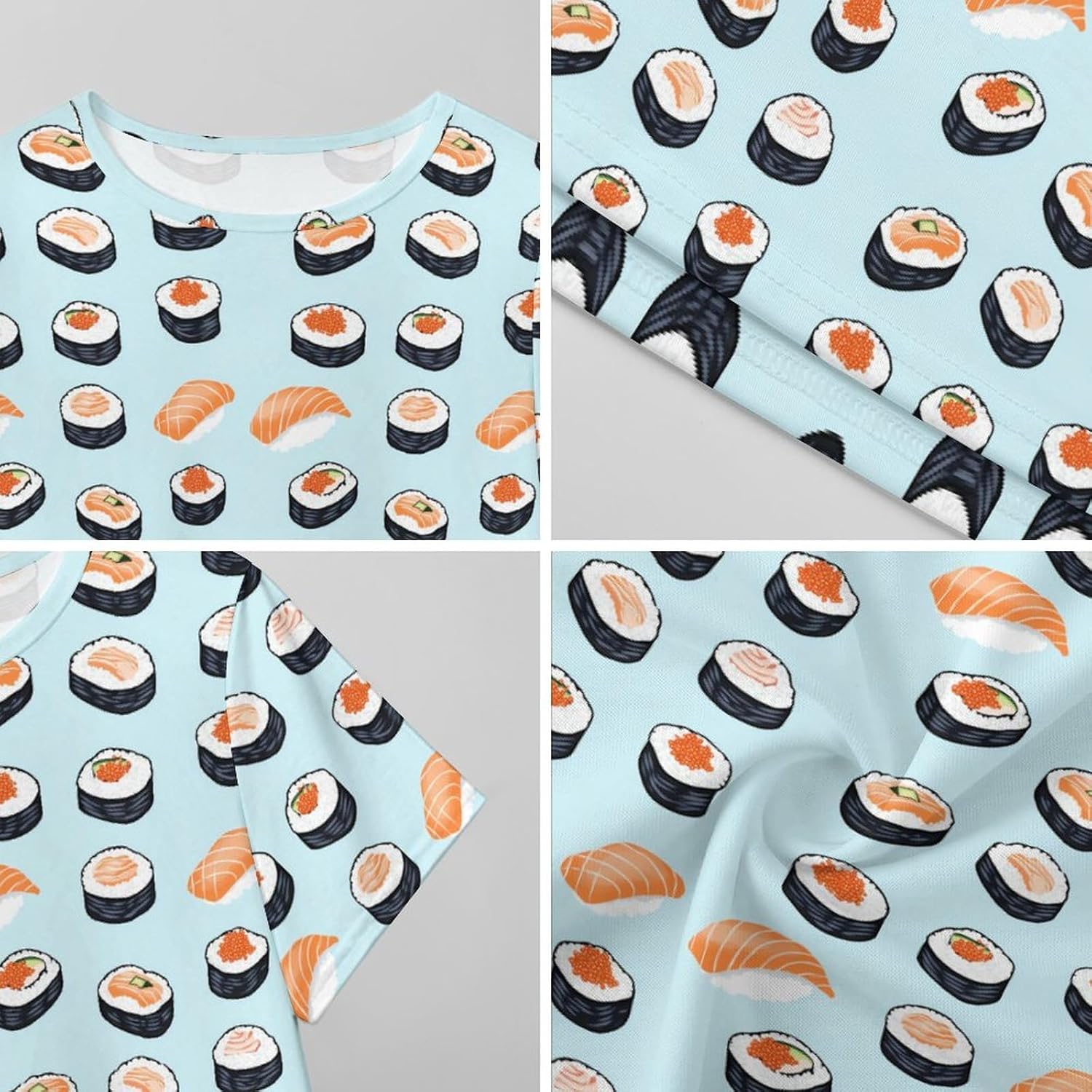 Sushi1 Japanese Food Nightgowns for Women Short Sleeve Sleep Dress Casual Sleepshirt Night Gowns Pajamas