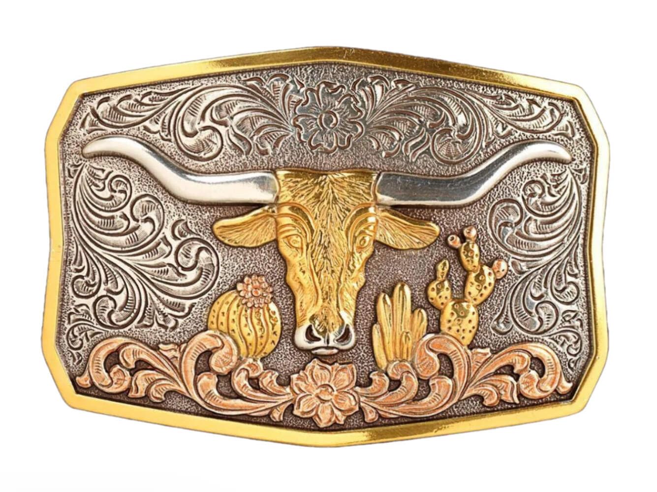 NOCONA Longhorn Cactus Antique Gold - Acc Buckle