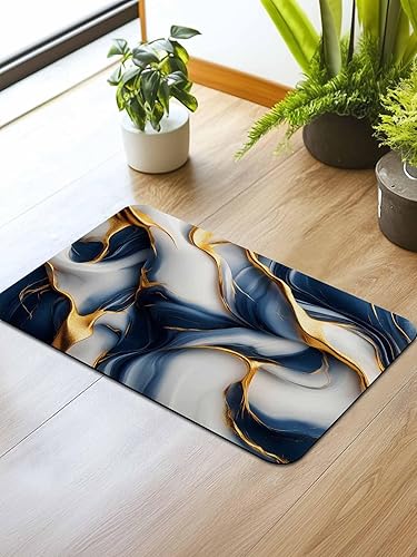 Miniatura 2 de Tapete de baño azul marino dorado para bañera, antideslizante, de secado rápido y absorbente, tierra de diatomeas, cocina, ducha, fregadero,