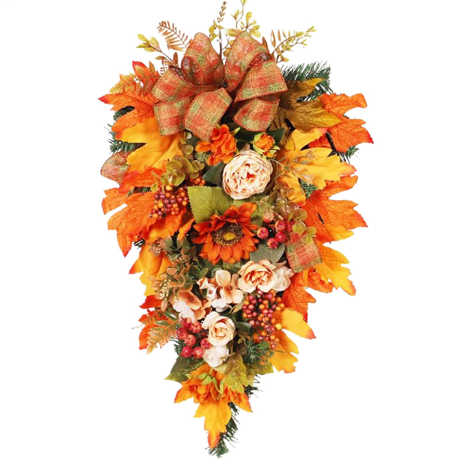 Couronne d'automne de porte d'entrée pour remplacer les fleurs fanées