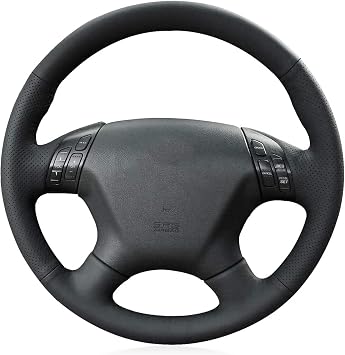 Loncky Black Genuine Leather Custom Fit OEM Car Steering Wheel Cover for Honda Accord EX-L 2006 2007 / Honda Accord EX 2006 2007 Accessories