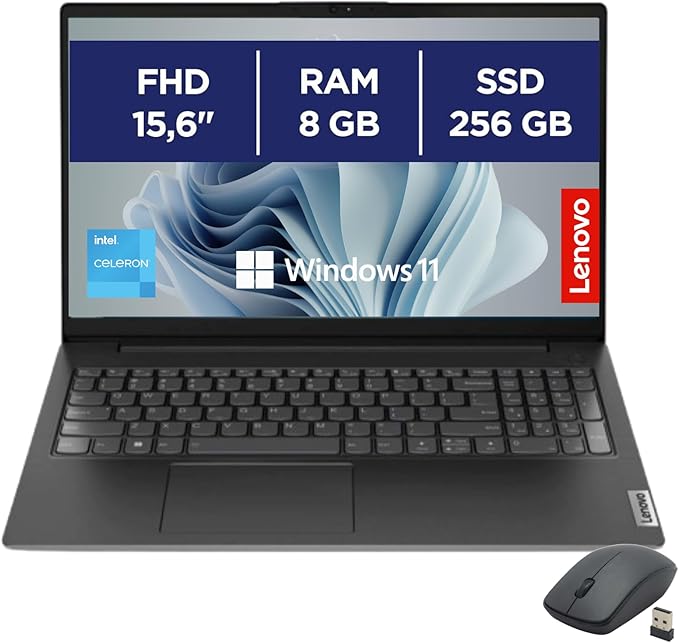 Lenovo - Ordinateur portable PC Intel N4500 2,8 GHz - Écran FHD 15,6" - RAM 8 Go DDR4 SSD Nvme 256 Go - Hdmi, Usb 3.0, Wifi, Bluetooth, Webcam - PC portable Win 11 Prêt à l'emploi