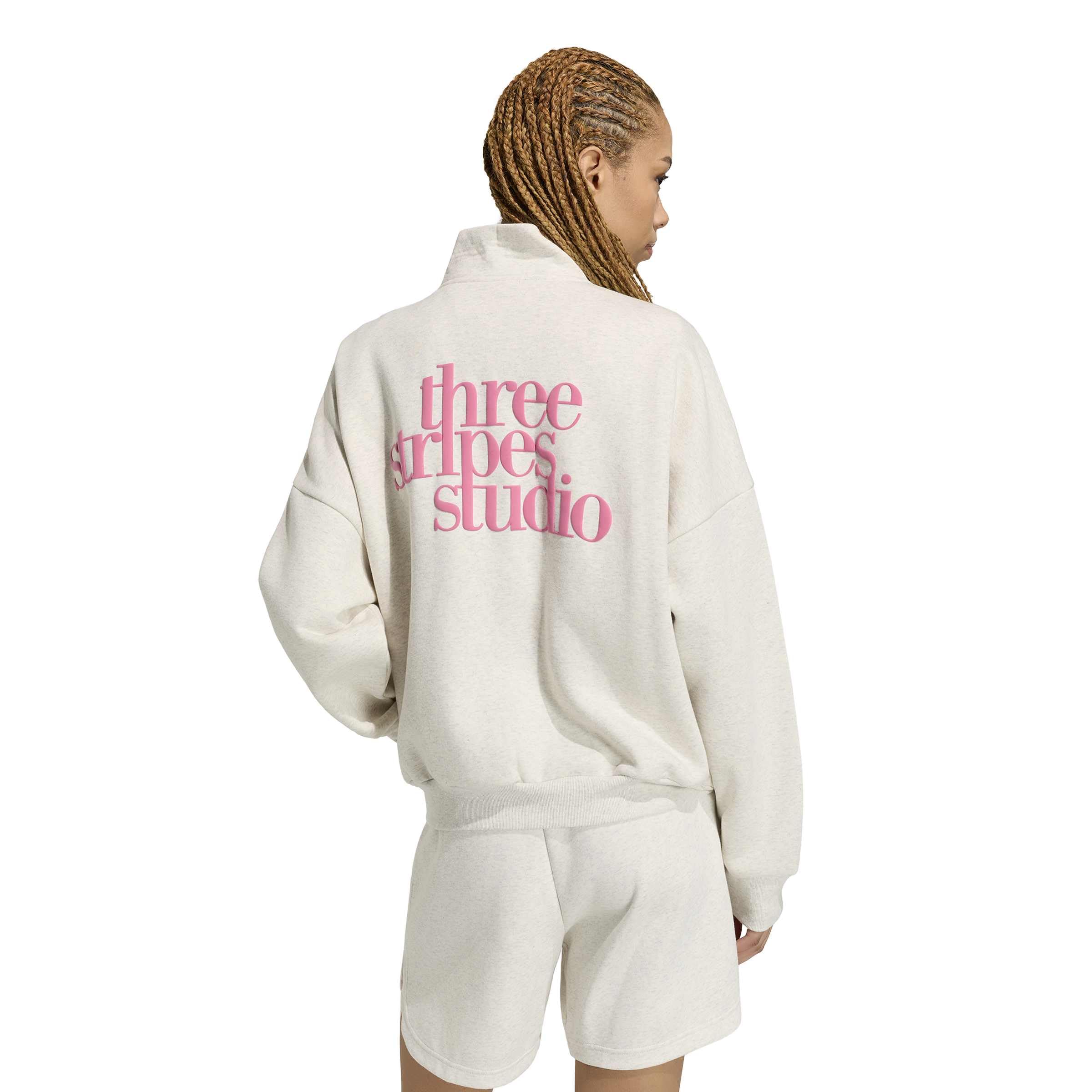 adidas Kobiety 3 Stripes Studio Tracktop Sweatshirt, chalk white mel., M