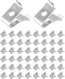QWORK Stainless Steel Shelf Bracket Clips, 50 Pack Freezer Shelf Support Clips, Pilaster Shelf Support Clips, Adjustable Pilaster Shelf Pegs, Freezer Shelf Clip