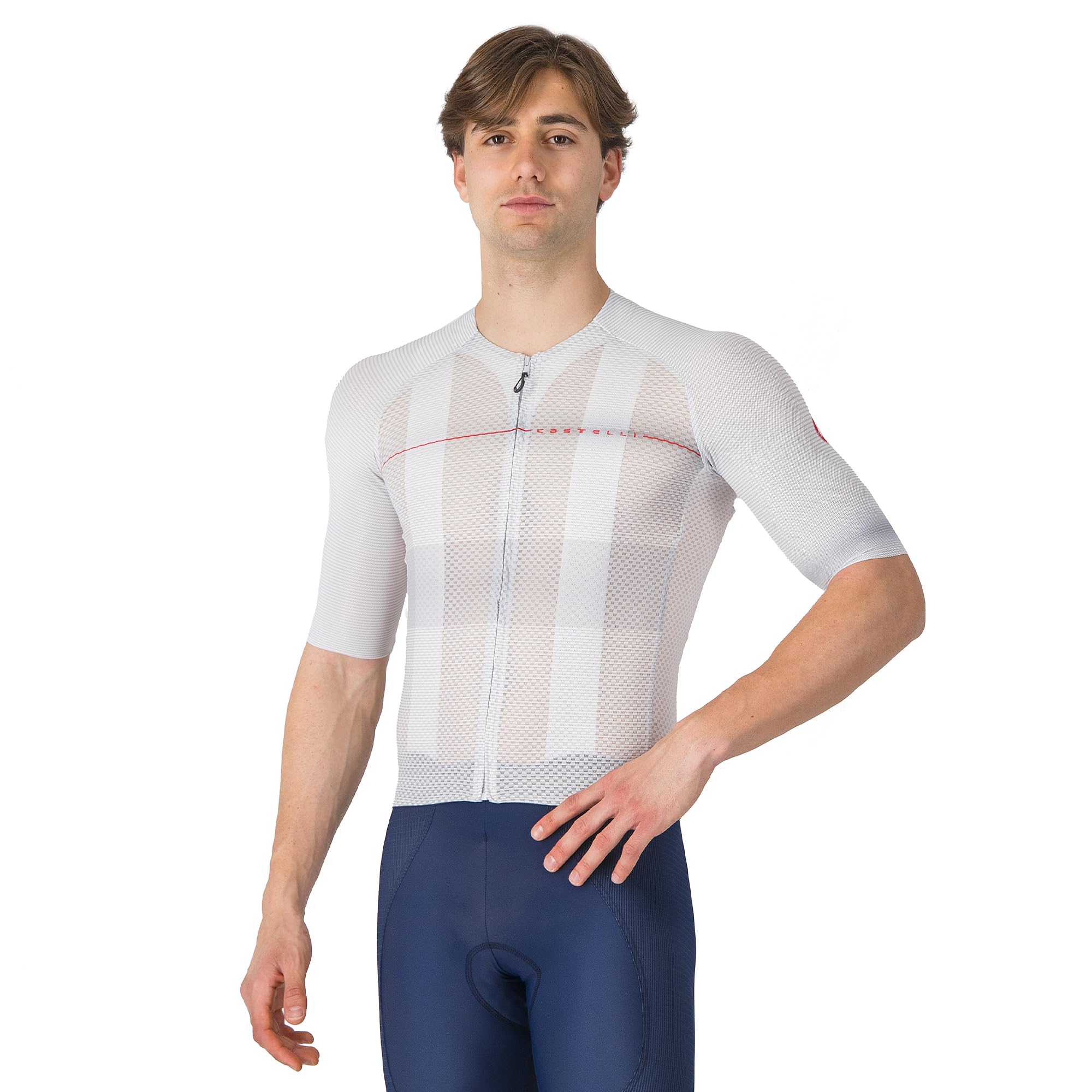 CASTELLI Maglia A/C da uomo, maniche a un quarto, cerniera intera, ciclismo su strada e gravel, con protezione UV