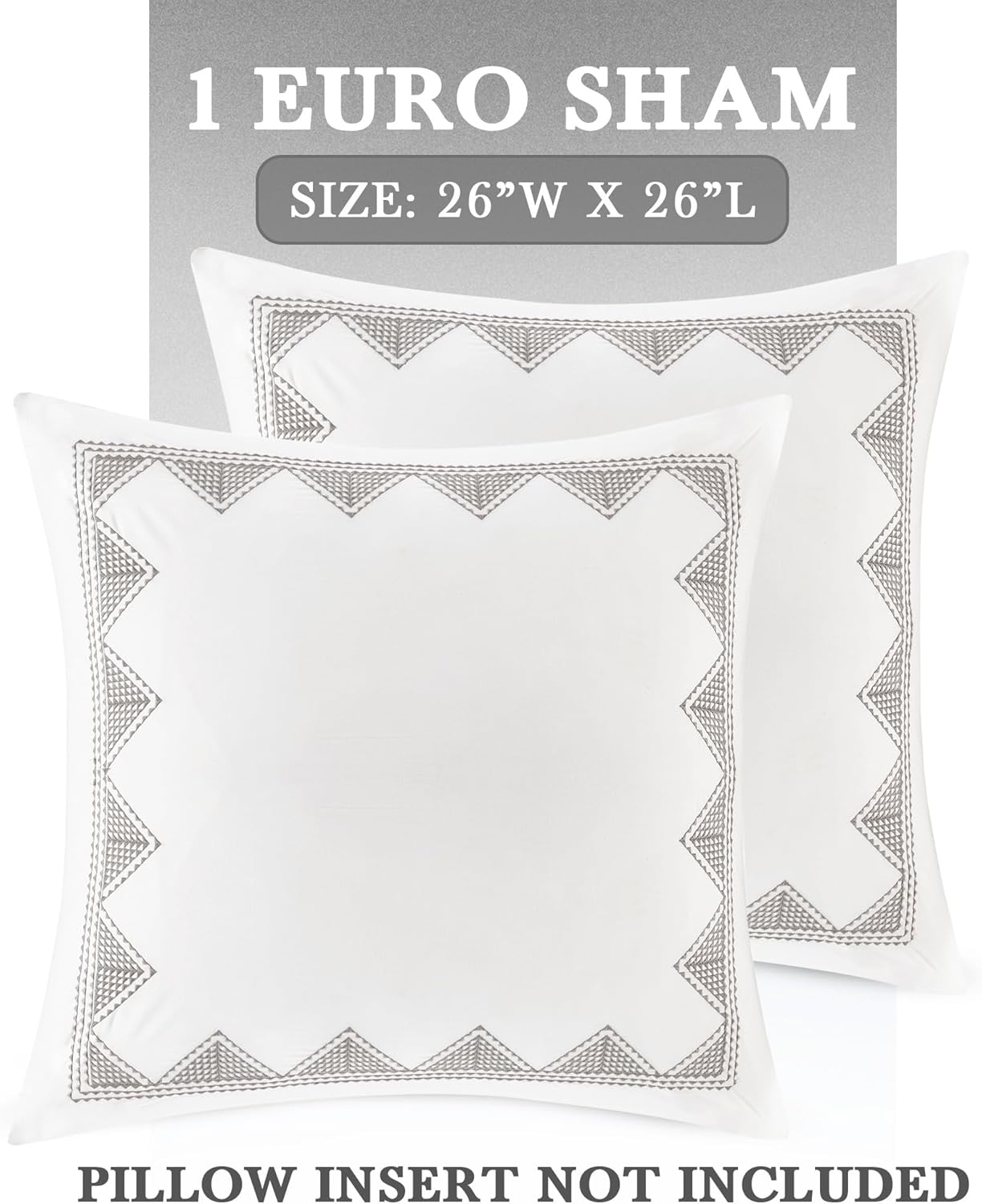 INK+IVY Pillow, 26"x26", White Euro Sham (Pack of 2)