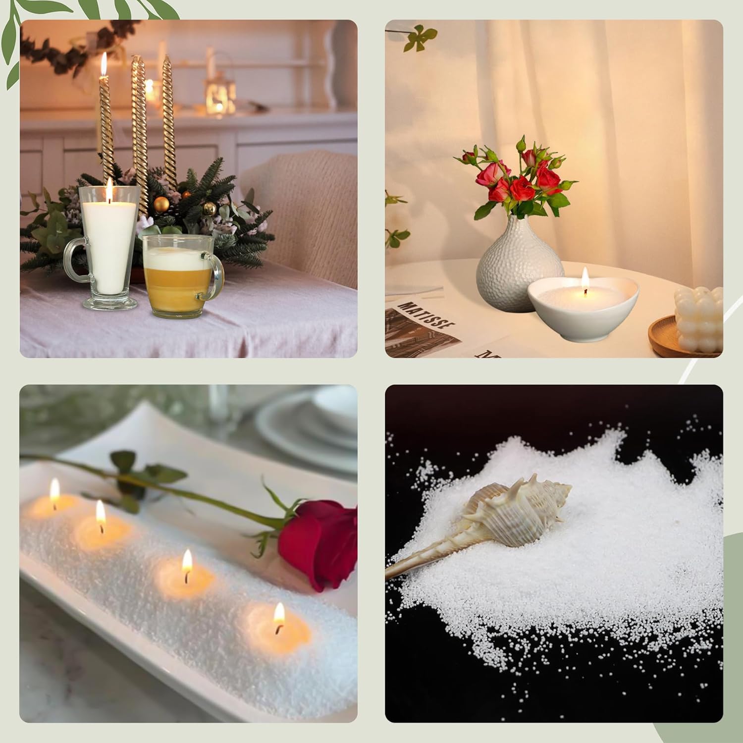 Pearled Candle Sand with Wick - 26 Oz Luxury Long Lasting Scented Candle Beads, Non Toxic, 100 Wick