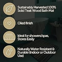 Vista 7 de Alfombrilla de ducha y baño de estilo nórdico Premium de teca para uso interior + exterior Plataforma de madera antideslizante para spa, sauna