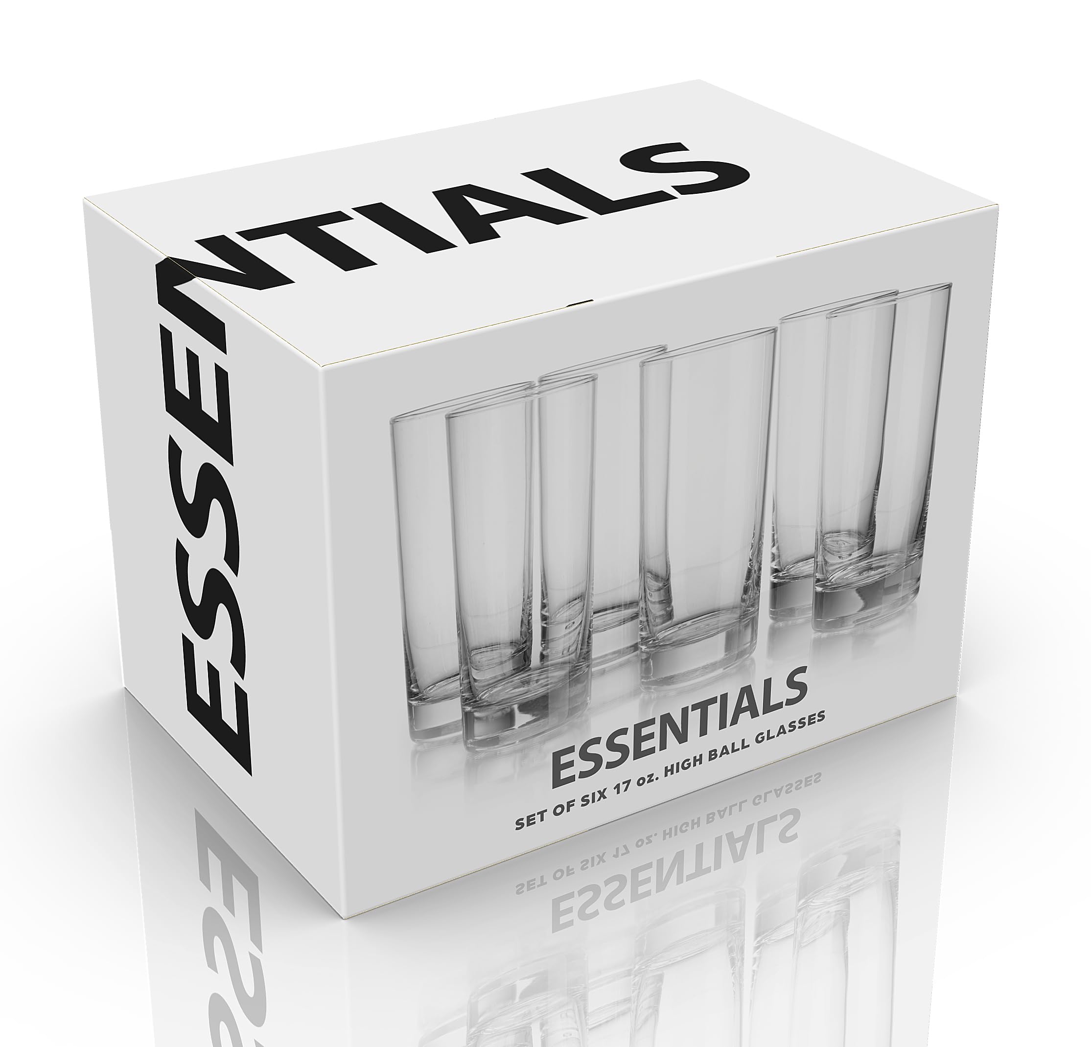 Highball-Trinkgläser, 6 Stück, 480 ml, mit Luftblase im Boden, transparent