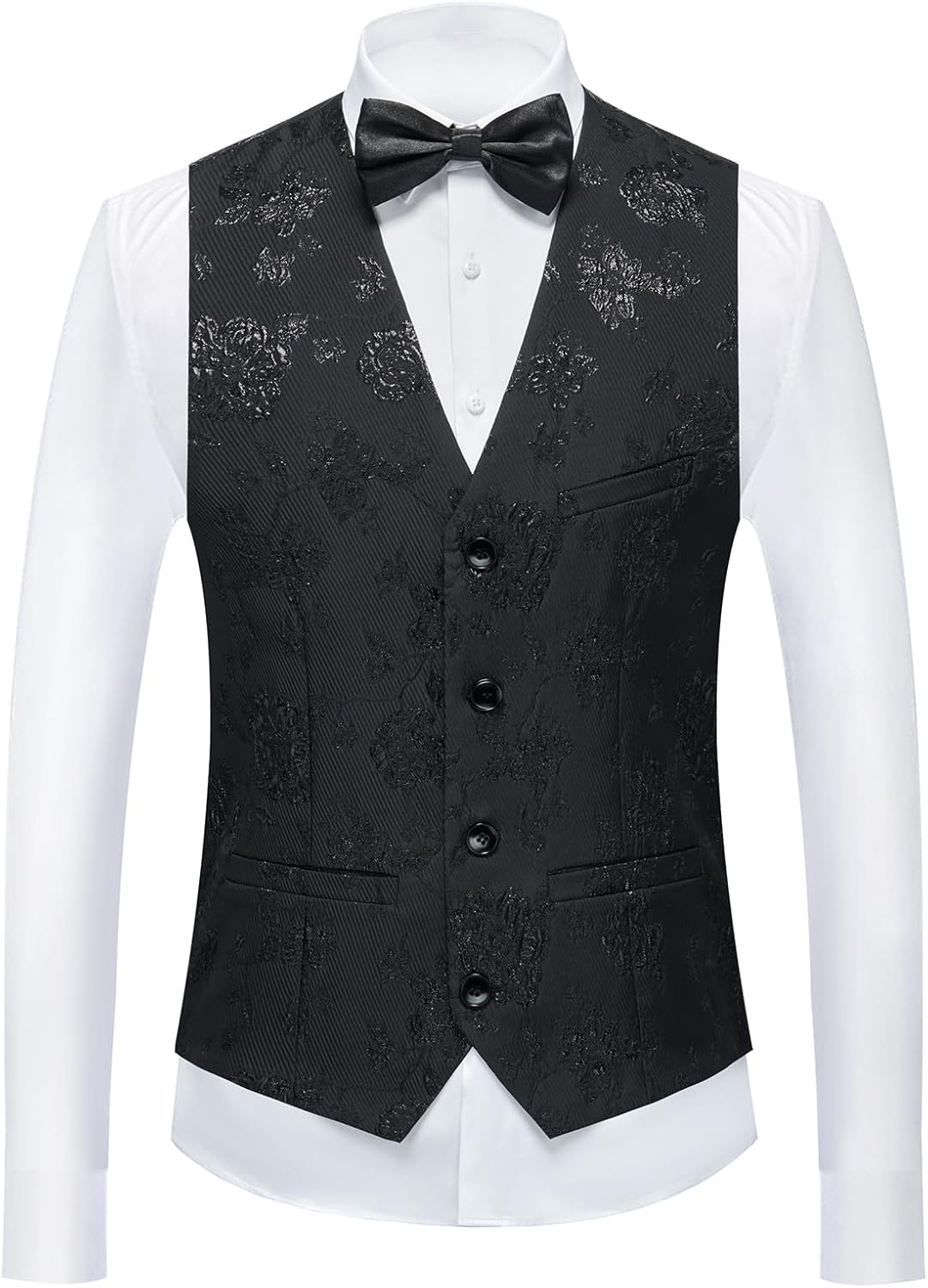 Tuxedo Suits for Men 3 Piece Regular Fit Men's Suit Set Floral Pattern Blazer Jacket Waistcoat Pants - Image 3