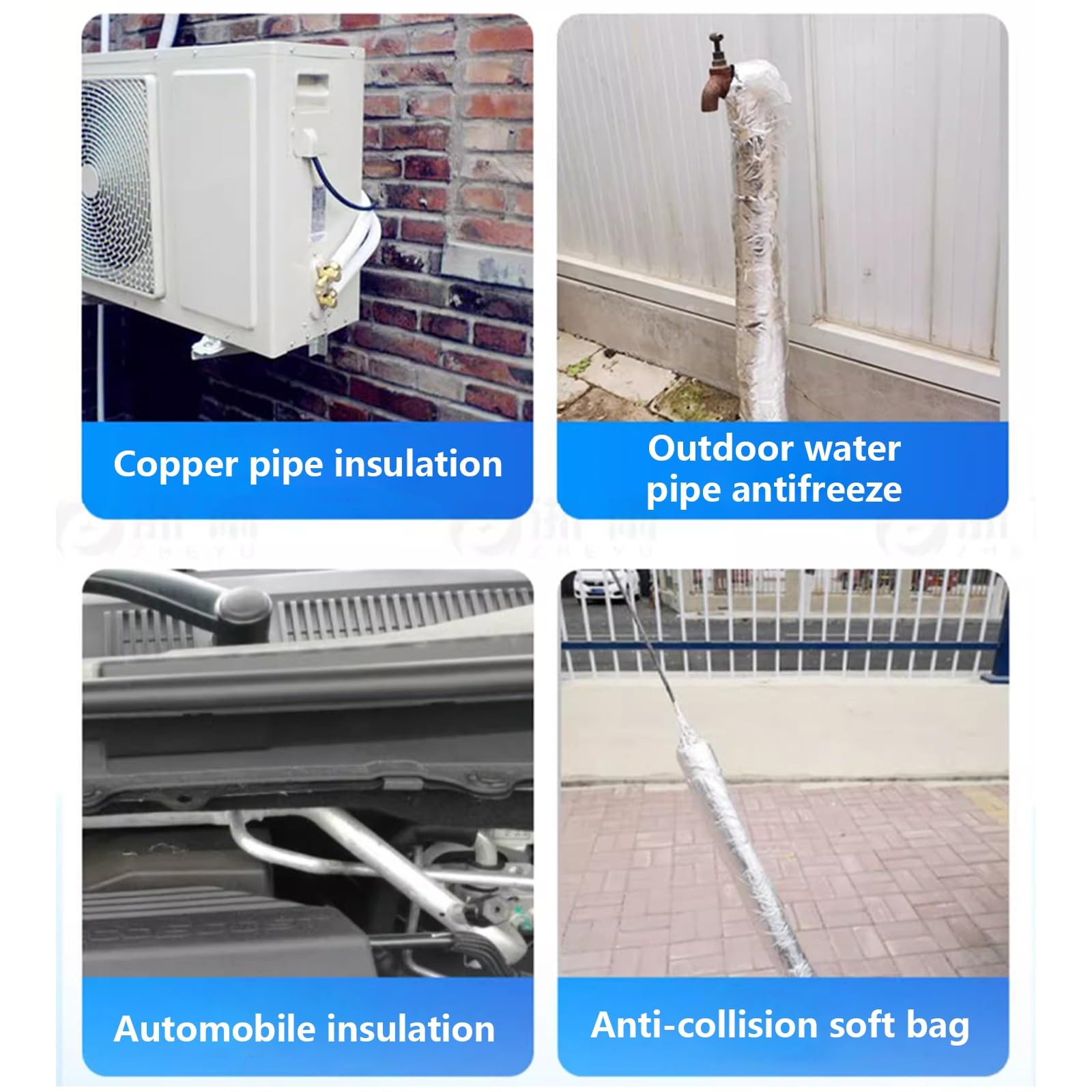 Tubo Espuma Aislante, Aislamiento de Tuberías, Coquilla Aislante, Tubo de Aislamiento de Aluminio, Tubo de Espuma Autoadhesivo, Adecuado Para Tuberías de Agua Interiores Y Exteriores(114*30mm/4.5*1.2i