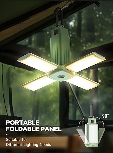 Miniatura 2 de Favorbrite Linterna de campamento, linterna recargable de 3 colores de temperatura, 4 modos de luz, luces de campamento plegables con 4 paneles
