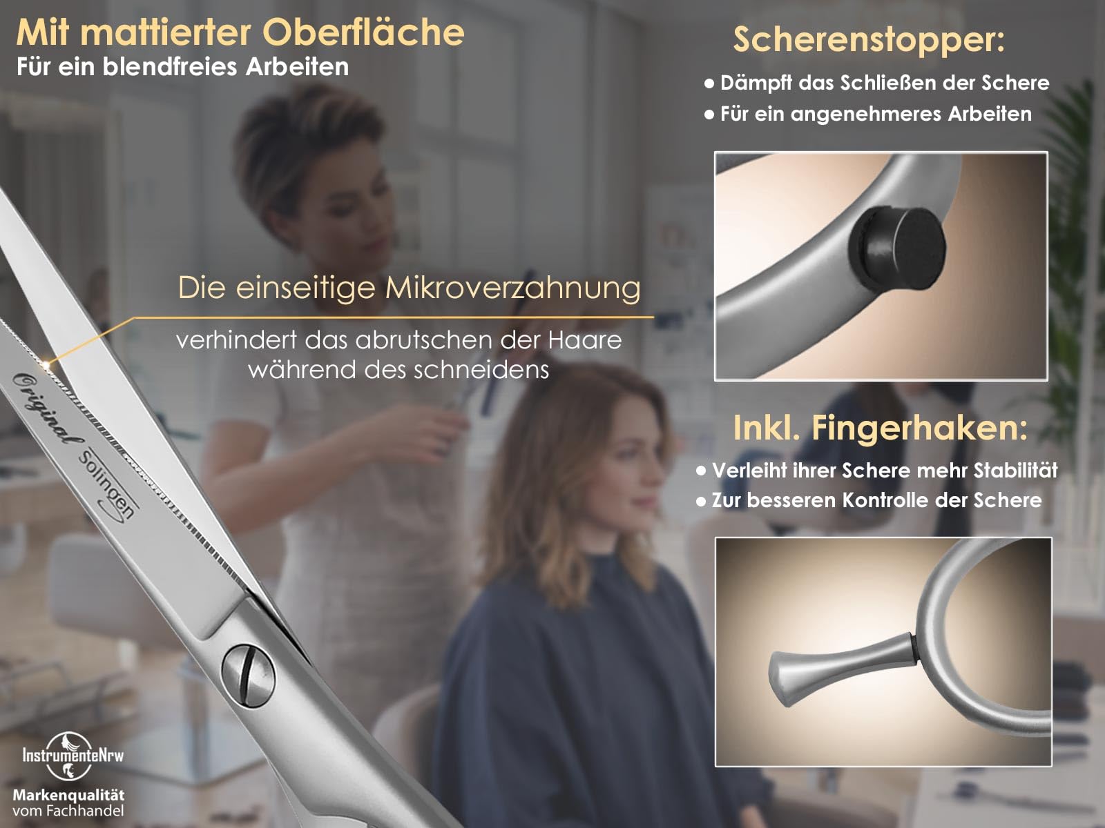 Haarschere aus Solingen Friseurschere mit Mikroverzahnung Made in Germany Edelstahl 15,24 cm
