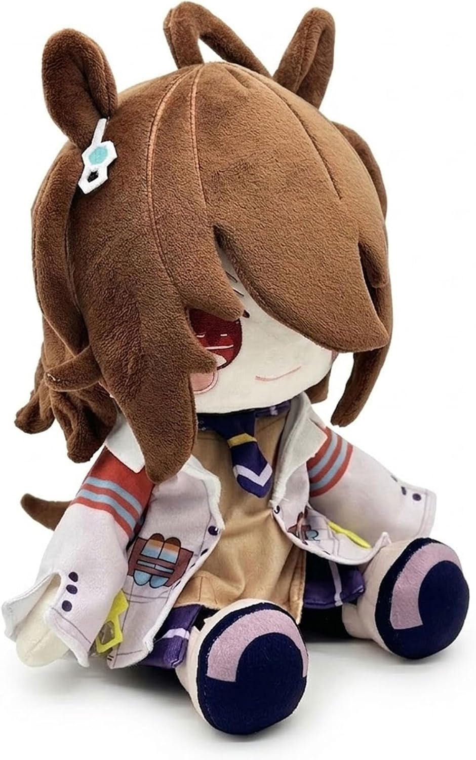 Anime Character Plush Doll 12inch, Soft Brown Hair Stuffed Figure with Cute Ears, Collectible Kawaii Mascot for Fans & Home Decor