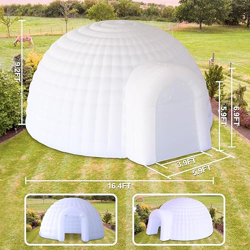 Miniatura 4 de Tienda de campaña inflable de 16.5 pies de diámetro con soplador de aire, tienda de campaña de cúpula para exteriores, club nocturno, fiesta, tienda