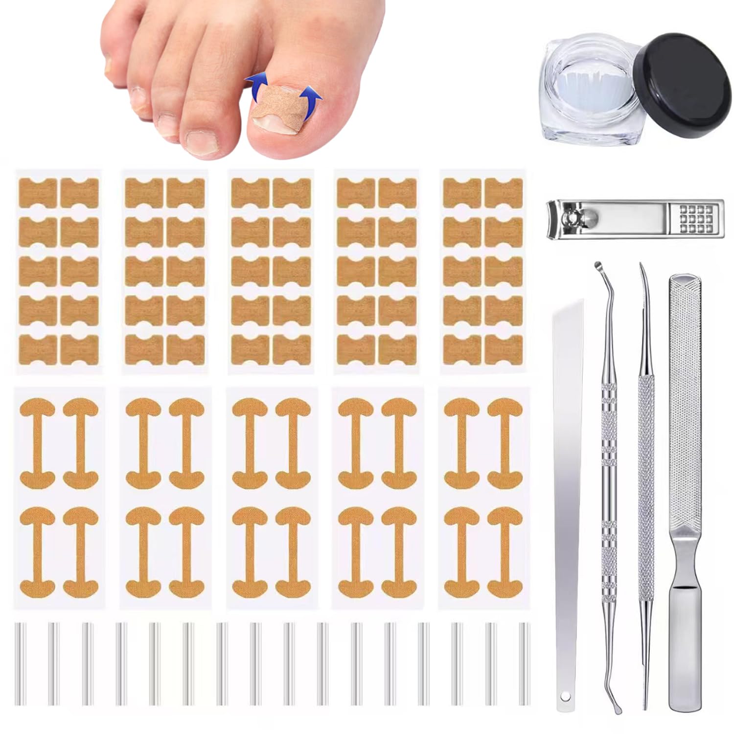 Professional Ingrown Toenail Toolkit with Breathable Ingrown Toenail Strips Curved Toenails Corrector Patch Painless File and Lifter for