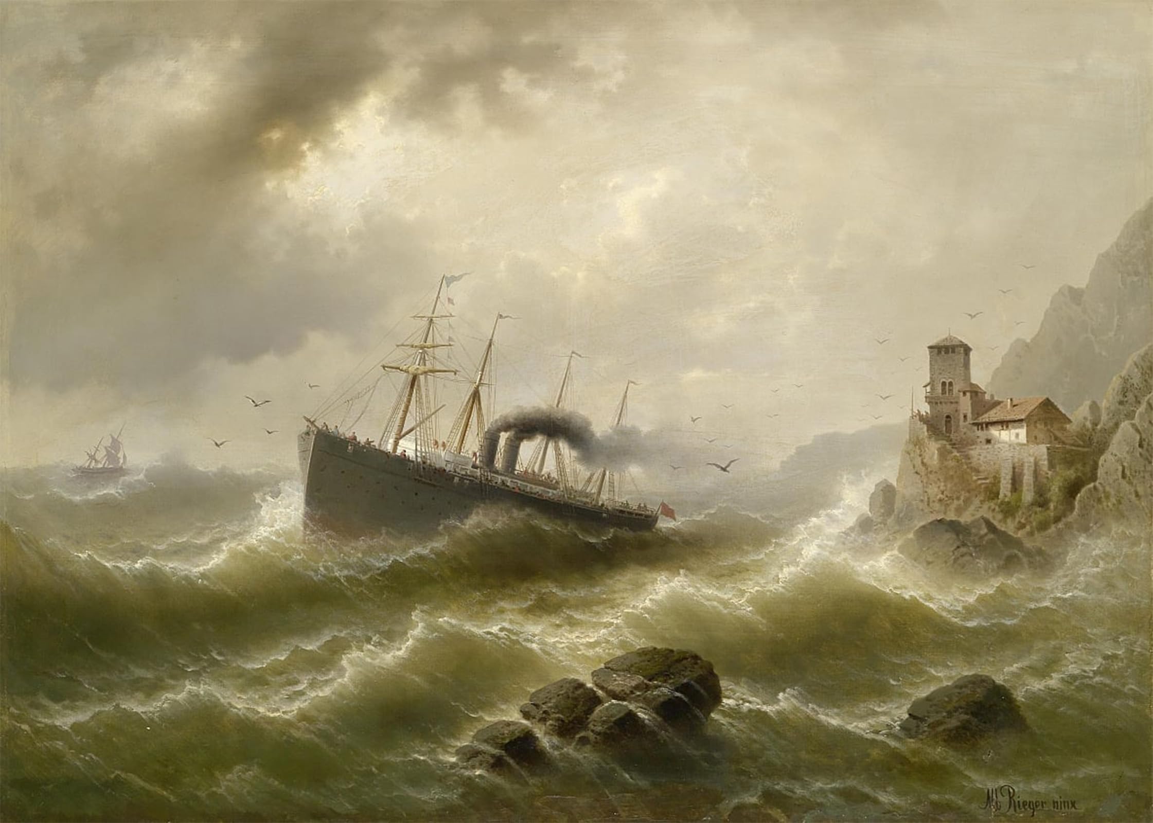 SERENDIPITP Retro Picture Poster Wall Art Pictures Painting Lhootse Station on the North Sea by Famous Painter Wall Art Canvas Print for Wall Decor 60x90cm
