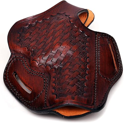 Miniatura 9 de Leather Belt Holster Fits Colt Python, King Cobra 357 Magnum, Thumb Break, Genuine Leather, Handmade, Basket Weave