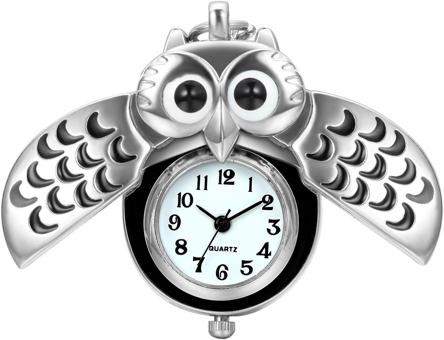 JewelryWeSilver Tone Slip Cover Owl Pocket Watch Necklace 31.5 inch with Gift Bag