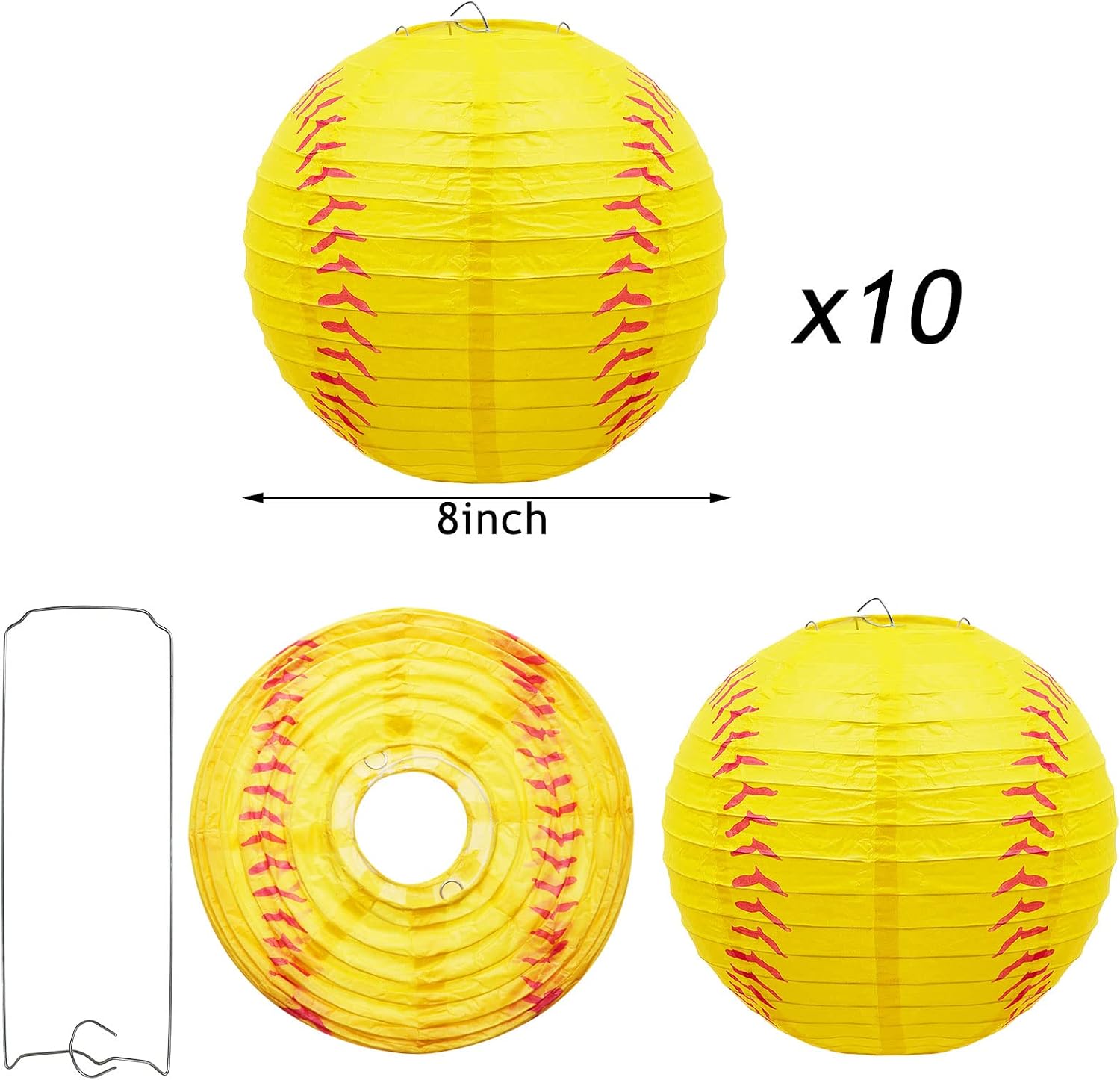 10 Pieces Softball Paper Lantern 8 Inches Softball Hanging Lantern Decoration for Sports Themed Party Festival Celebration image 2