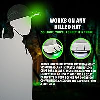 Vista 3 de MODERN NEEDS Luz de gorra de visión nocturna – Linterna compacta con clip alimentada por AAA Modos LED duales para acampar y cazar Linterna