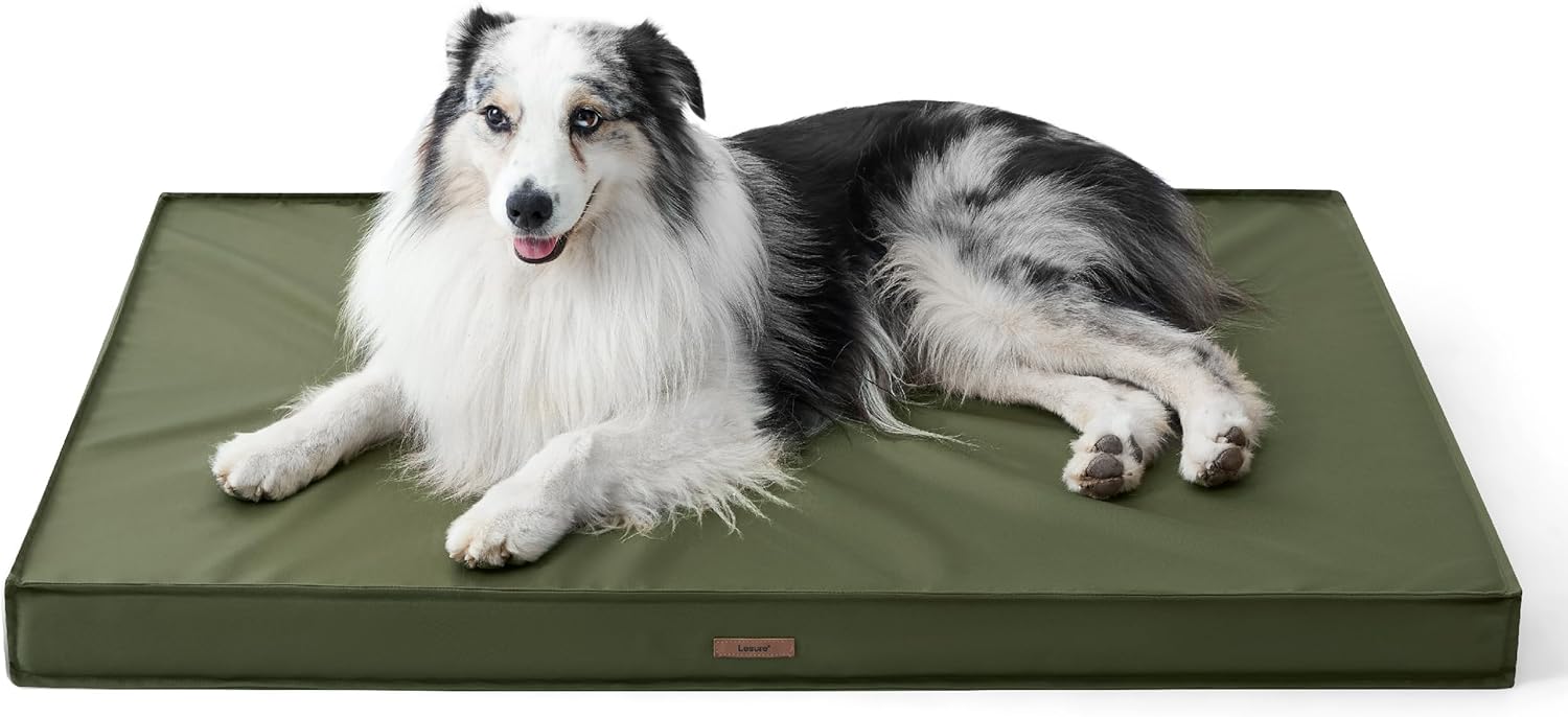 (Incomplete only cover photo different color)Outdoor Waterproof Dog Beds Large Sized Dog, Orthopedic Egg Crate Foam Pet Bed with Oxford Fabric Surface and Removable Washable Cover, Pet Mat 36''x27'', Green 36\\\"L x 27\\\"W x 3\\\"Th Brown