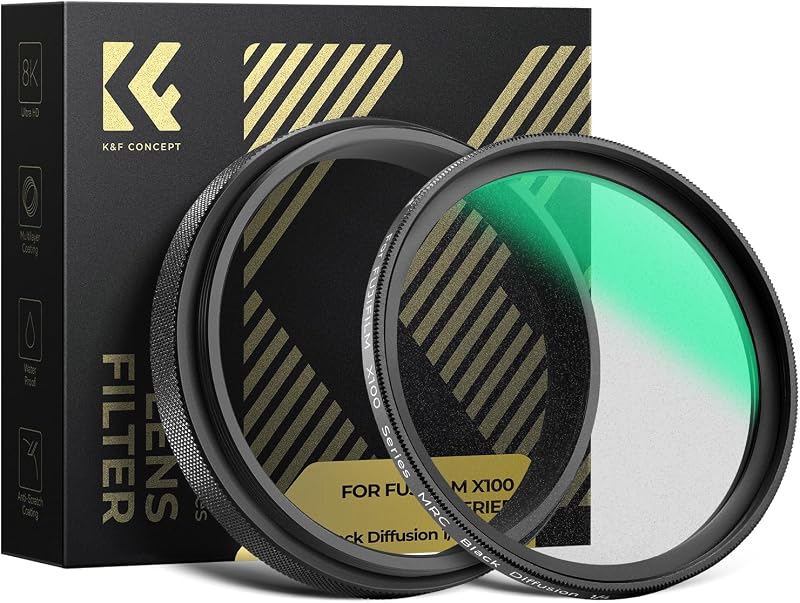 K&F CONCEPT Black Diffusion 1/4 Filter (Black) Compatible with X100 Series | Compatible with Fujifilm X100 Series, X100/X100F/X100S/X100T/X100V/X100VI-FP716