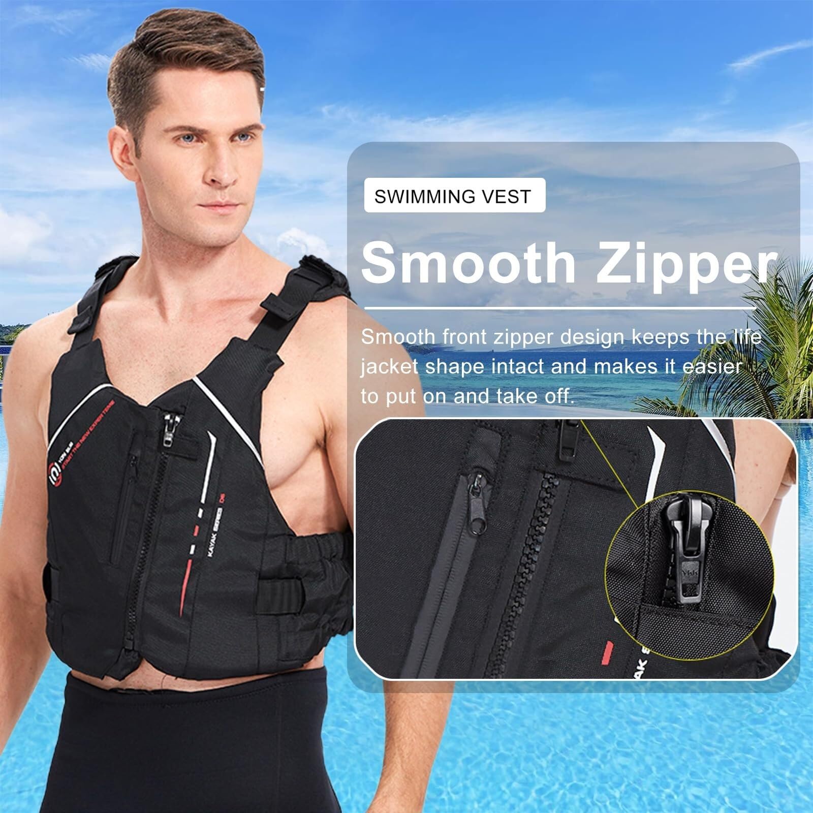 Unisex Hohe Auftriebskraft Tragbar Schwimnweste Leichtes Nylon PVC Schaum für Surfen Segeln Schnorcheln Angeln Wassersport