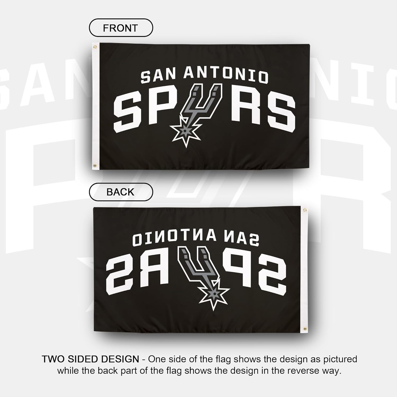 Desert Cactus San Antonio Spurs Flag NBA 100% Polyester Indoor Outdoor 3x5 feet National Basketball Association Team Flags (Flag #2) - Image 2
