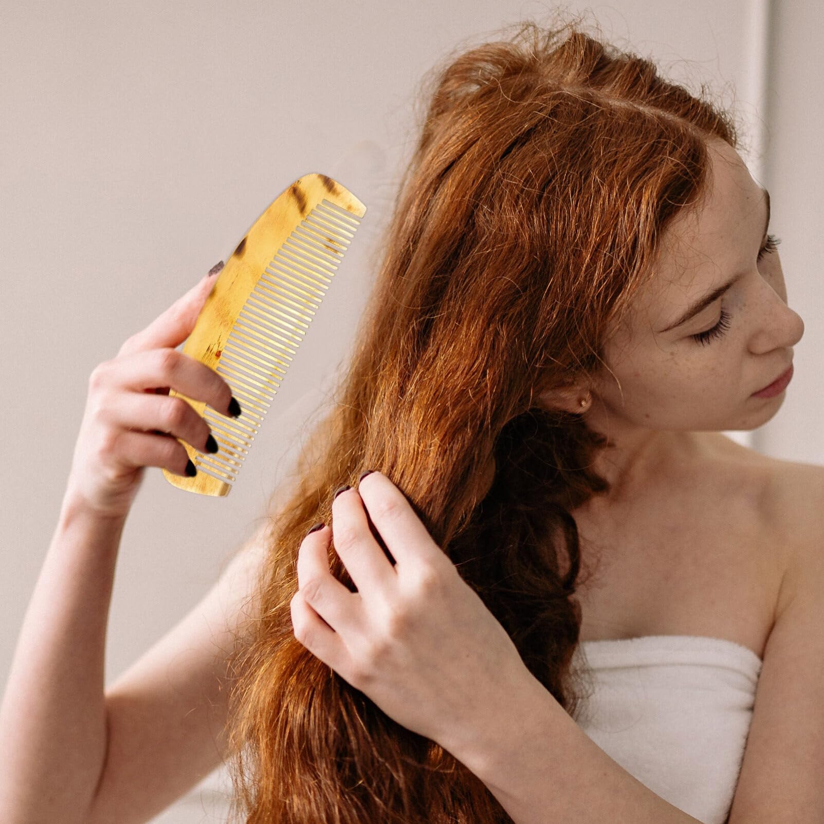 Uonlytech Pettine in Corno Naturale Antistatico Portatile Per Capelli E Barba Pettine Lisciante Compatto Per Donna Previene La Caduta Dei Capelli Ideale Per Viaggi E Uso Quotidiano