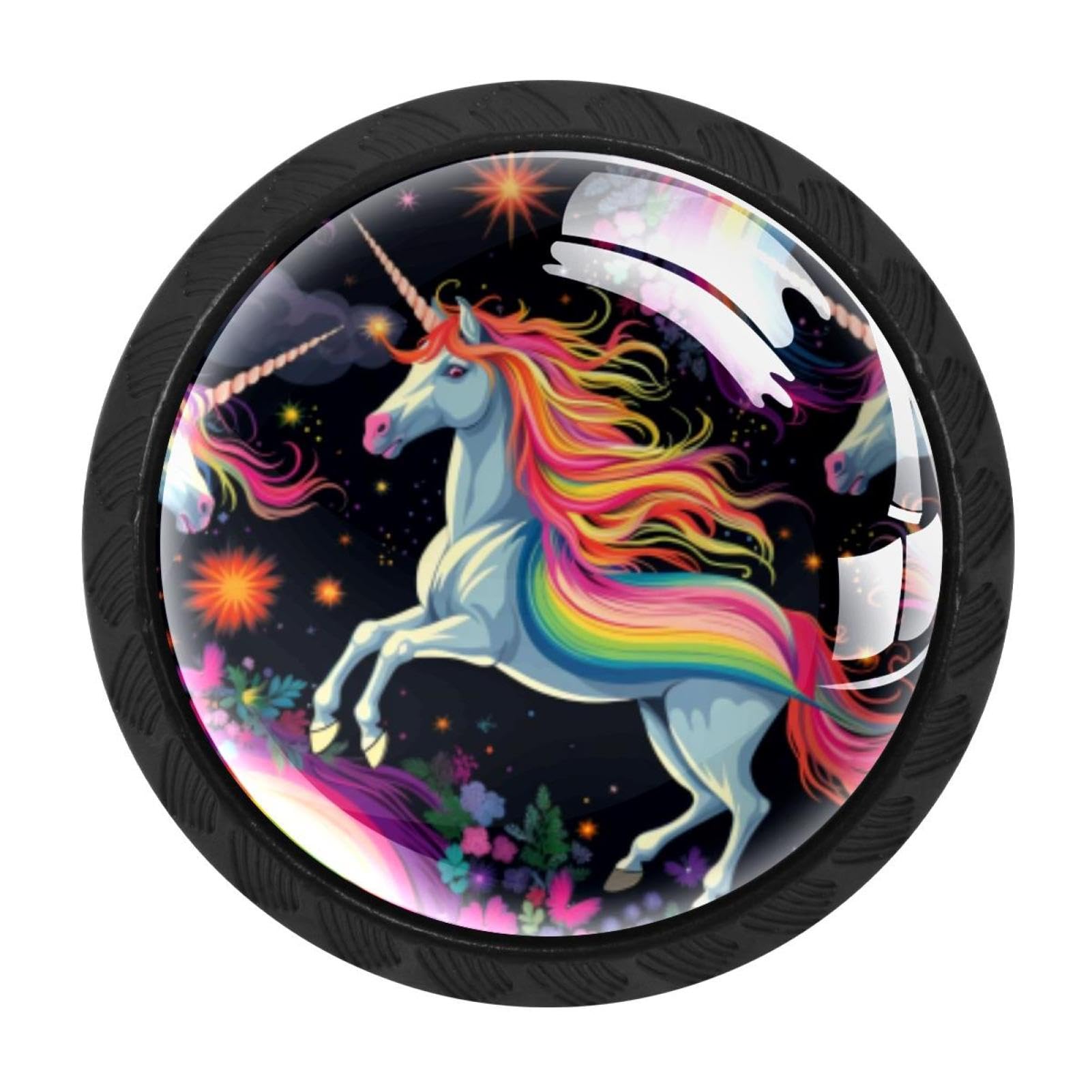 Chenzzzz Multicolored 06 4 Pack Rainbow Unicorn Dresser Drawer Cabinet Knobs Round Crystal Glass Knobs Pulls Handles For Kitchen Wardrobe Cupboard Door Hardware