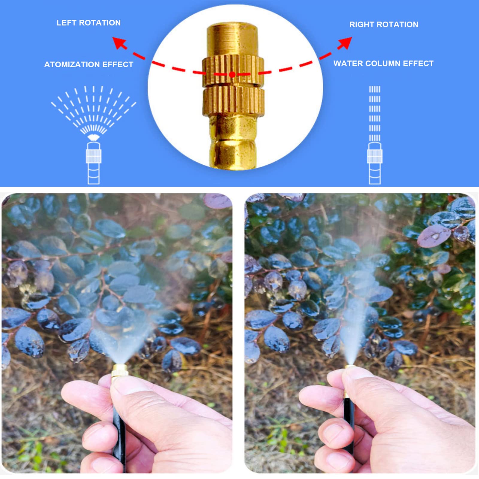 Nuevo kit de riego por goteo, sistema automático de riego de jardín, conector rápido y boquilla de cobre atomizadora de 360 grados, sistema de riego para plantas de jardín, césped, patio (15 boquillas