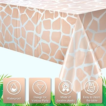 12Pack Animal Safari Tablecloth Jungle Animal Zoo Theme Party Table Cloth Leopard Tiger Zebra Giraffe Palm Leaf Print Table Cover for Rainforest Birthday Baby Shower Party Decorations (Six Styles)