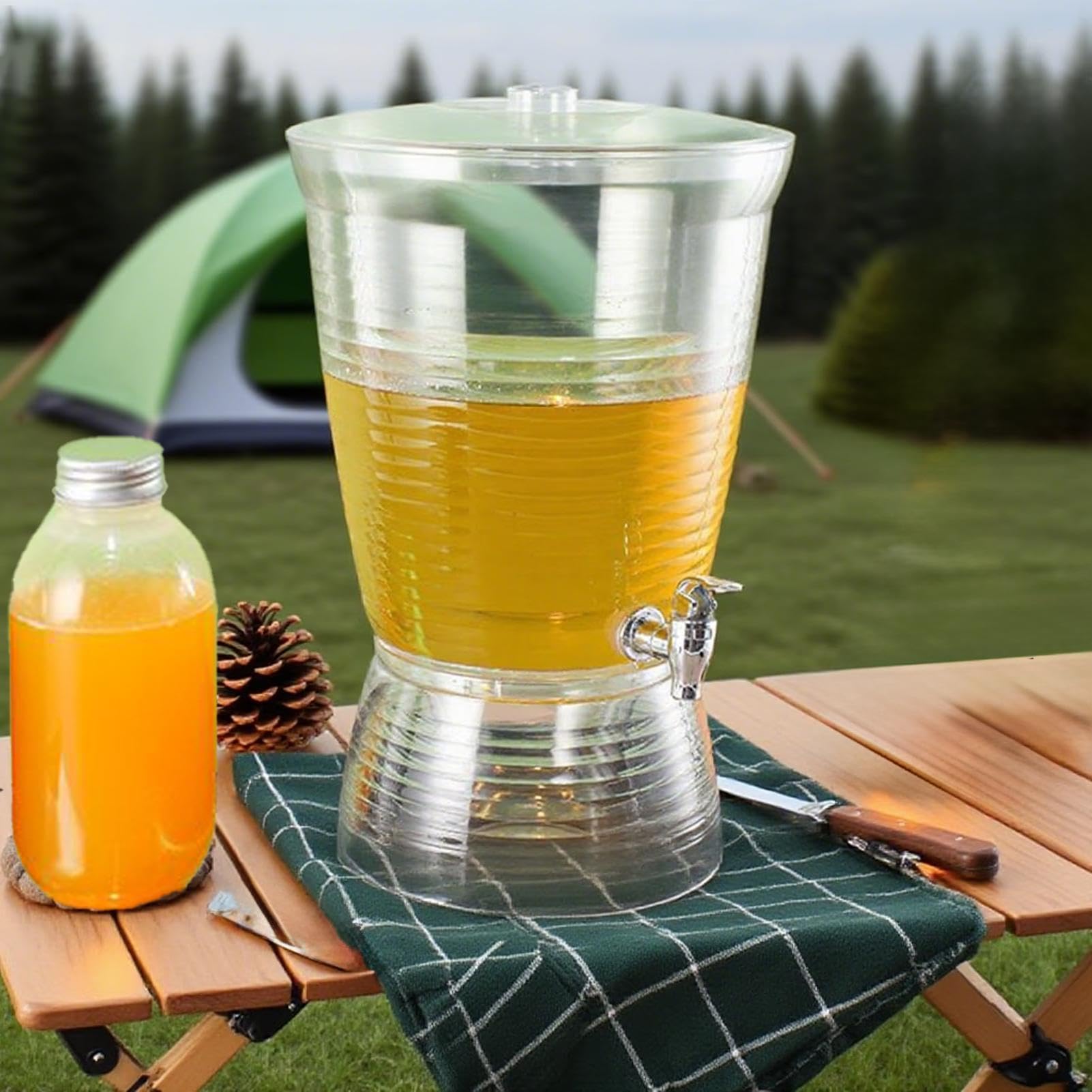 10L Servierautomat für Getränke mit Wasserhahn - Behälter | Saft Beer Limonade Tee für Restaurant Party | Speisekammer Eiswasser Wein Arbeitsplatte BPA-freier Glasgriff Einfache Reinigungsständer