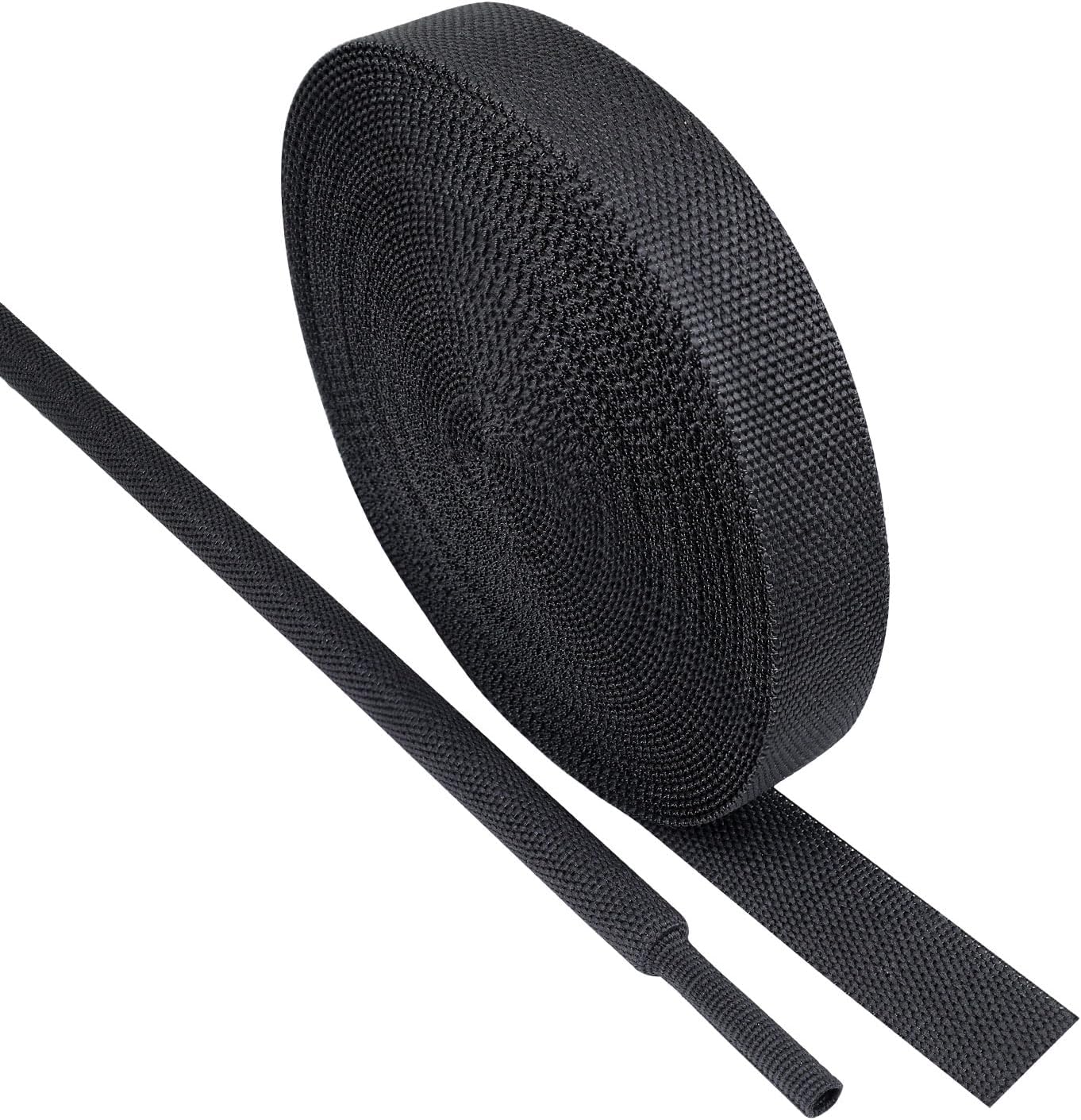 - Black 2:1 Ratio Automotive Heat Shrink Braided Sleeving,Wear-Resistant Flat Woven Shrinkable Sleeve Fabric Car Cable Wires Hoses Protection (1/2"-50ft)
