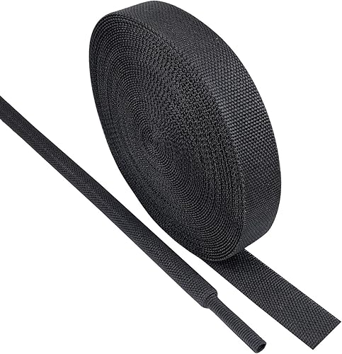 Tubo Termorretráctil Trenzado Negro 2 en 1 Funda de Manguera de Telar de Alambre de Tela Retráctil Automotriz Protector de Gestión (1/2"-15ft)