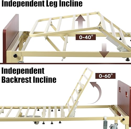 Miniatura 3 de Cama de hospital eléctrica completa para uso doméstico, marco de cama médica ajustable resistente de 600 libras con motores silenciosos duales,