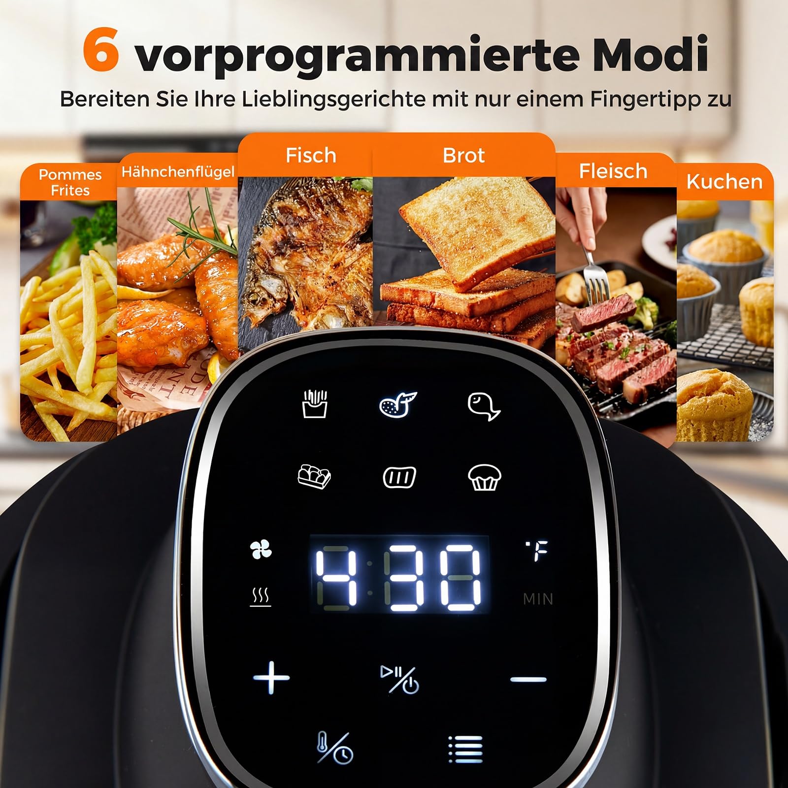 COSTWAY Przenośna frytkownica Air Fryer 4 l / 1,7 l, Airfryer 6 w 1, 1500 W, smażenie na gorącym powietrzu i pieczenie, frytkownica na gorące powietrze z 2 wyjmowanymi szklanymi pojemnikami i