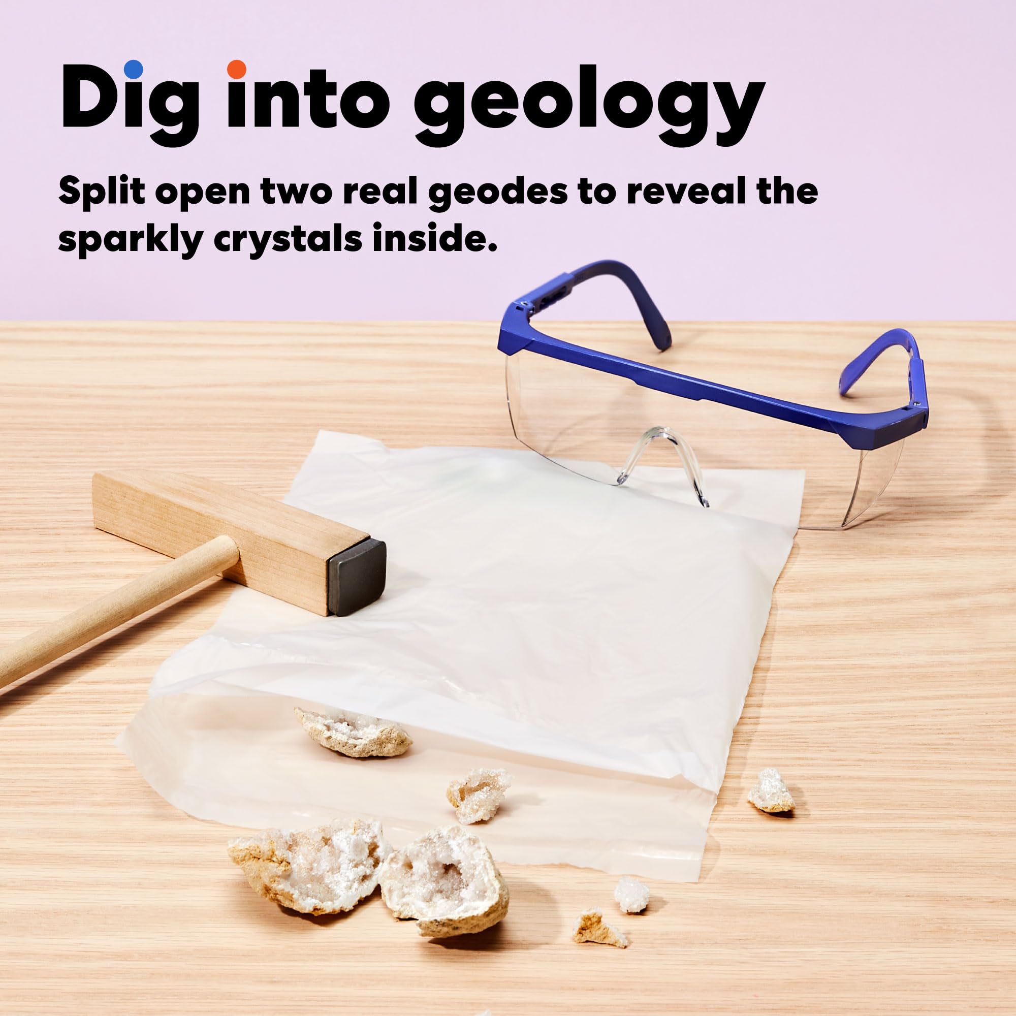 Volcano Science Kit para niños de 5 a 8 años – Kit de ciencia STEM y juguete educativo con exploración de rocas y minerales, geodas reales, lente de aumento, vitrina y experimento de erupción 4