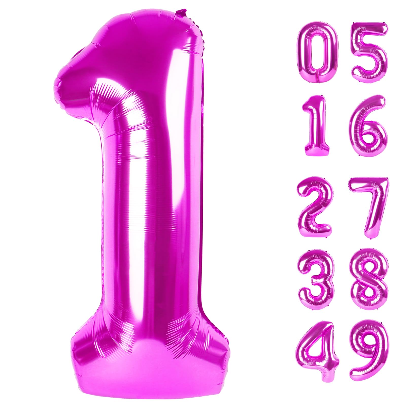 Rosy Purple 1 Balloon - Number Balloon 40 Inch, 1st Rosy Purple Decorations