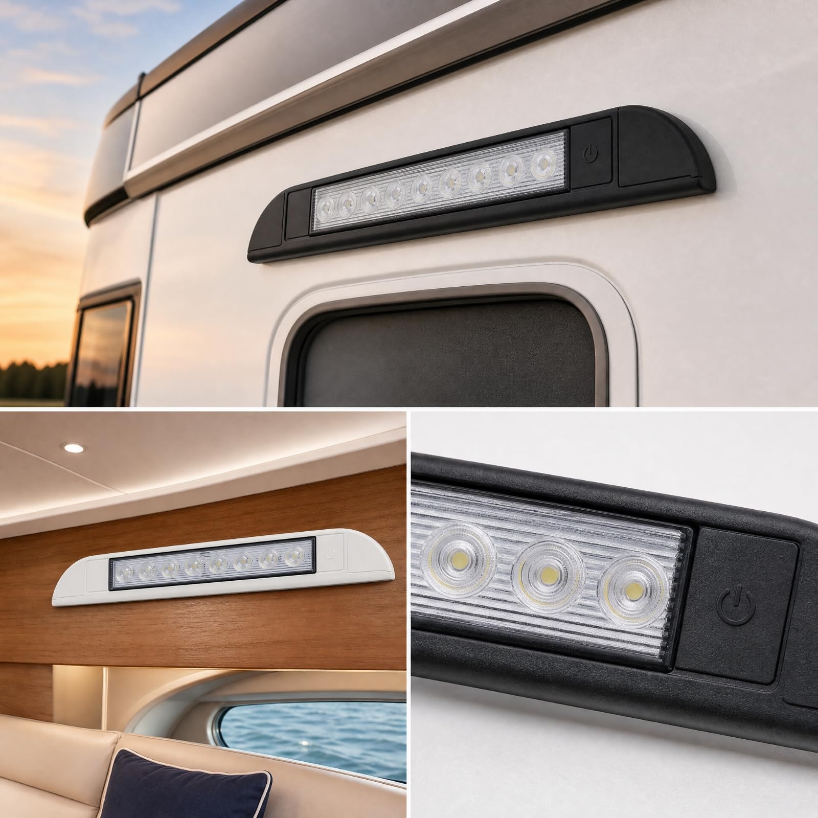 Lámpara LED con 9 Diodos Emisores lgada Luz LED con Carcasa PC y Lente Rectangular Compacta para Campamento, Lectura en Vehículo,