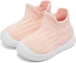 Sapatos de meia para bebês meninos meninas antiderrapante primeiro andar tênis leve infantil slip-on sola macia proteger dedos sapatos 6 12 18 24 meses, 2 - rosa, 15-18 Months Infant