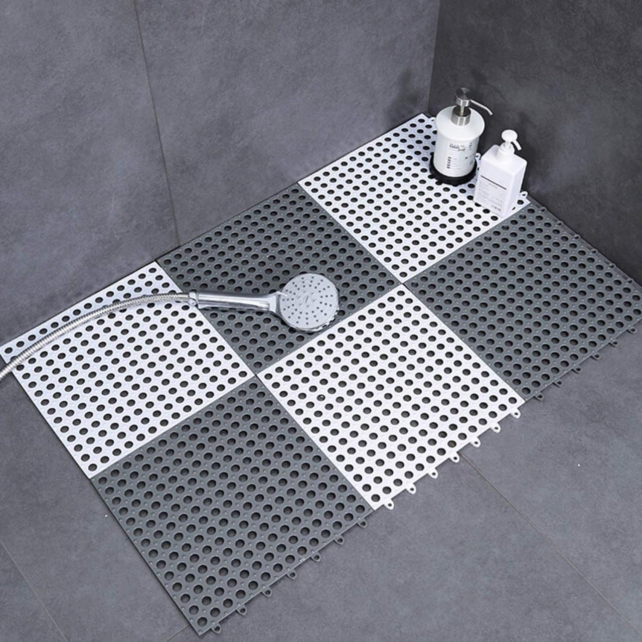 Interlocking Non-Slip Floor Mat – Soft PVC Drainage Tiles with Holes & Raised Design | Waterproof Splicing Mat for Bathroom, Kitchen, Shower, Pool & Wet Areas 6 PIS-image-26