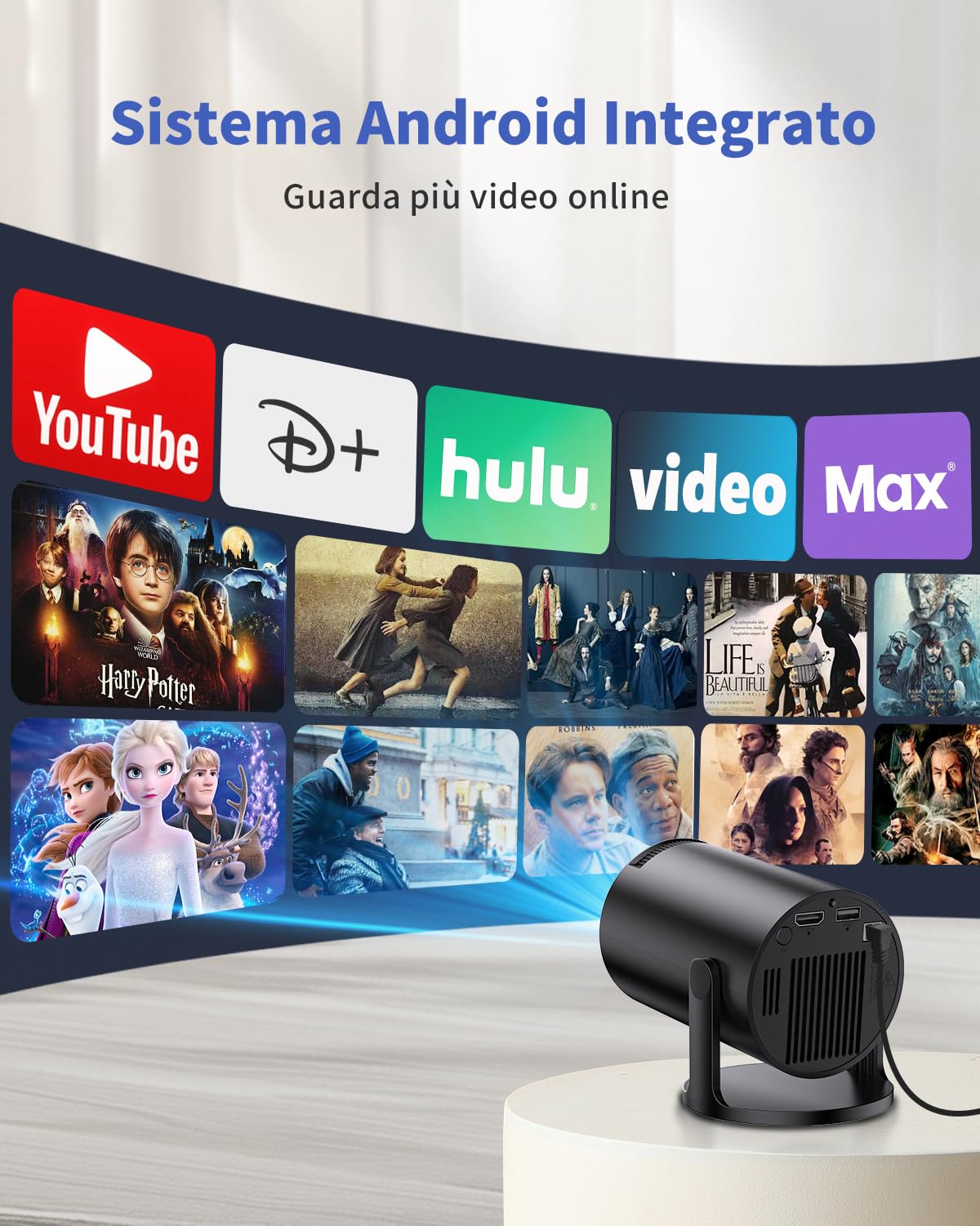 [App Integrate e Migliorate 2026] Videoproiettore 4K, Yoton Proiettore Wi-Fi 6 e BT 5.4, Compatibile 4K/1080P, Correzione Auto, Condivisione Schermo Wireless iOS/Android, HDMI/Chiavetta TV, Nero