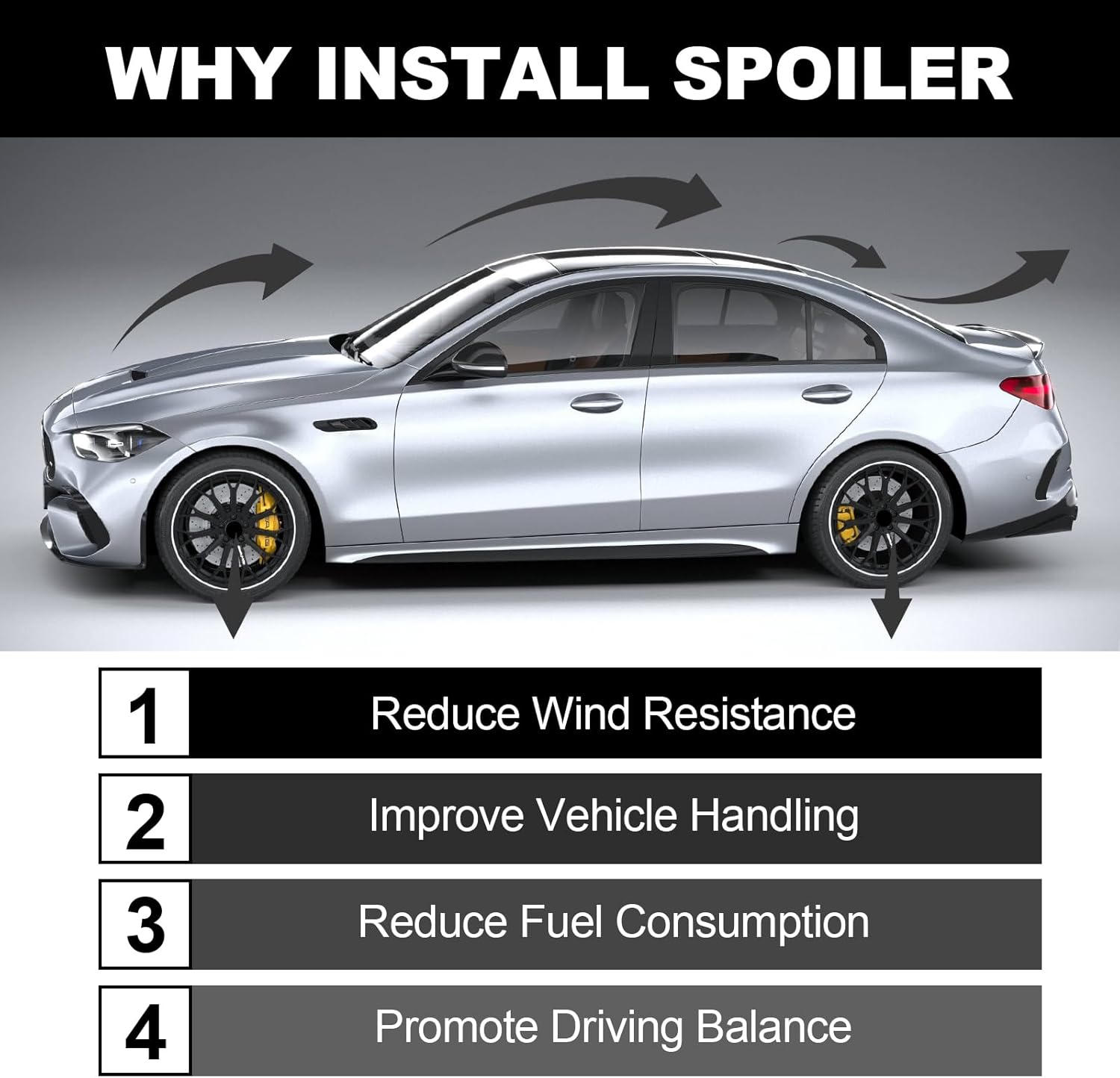 Carbon Fiber Rear Spoiler Wing Compatible with 2015-2021 Mercedes-Benz W205 C-Class C300 C350e C400 Sedan, Trunk Spoiler for 2015-2021 W205 C46 C63 C63S AMG Sedan