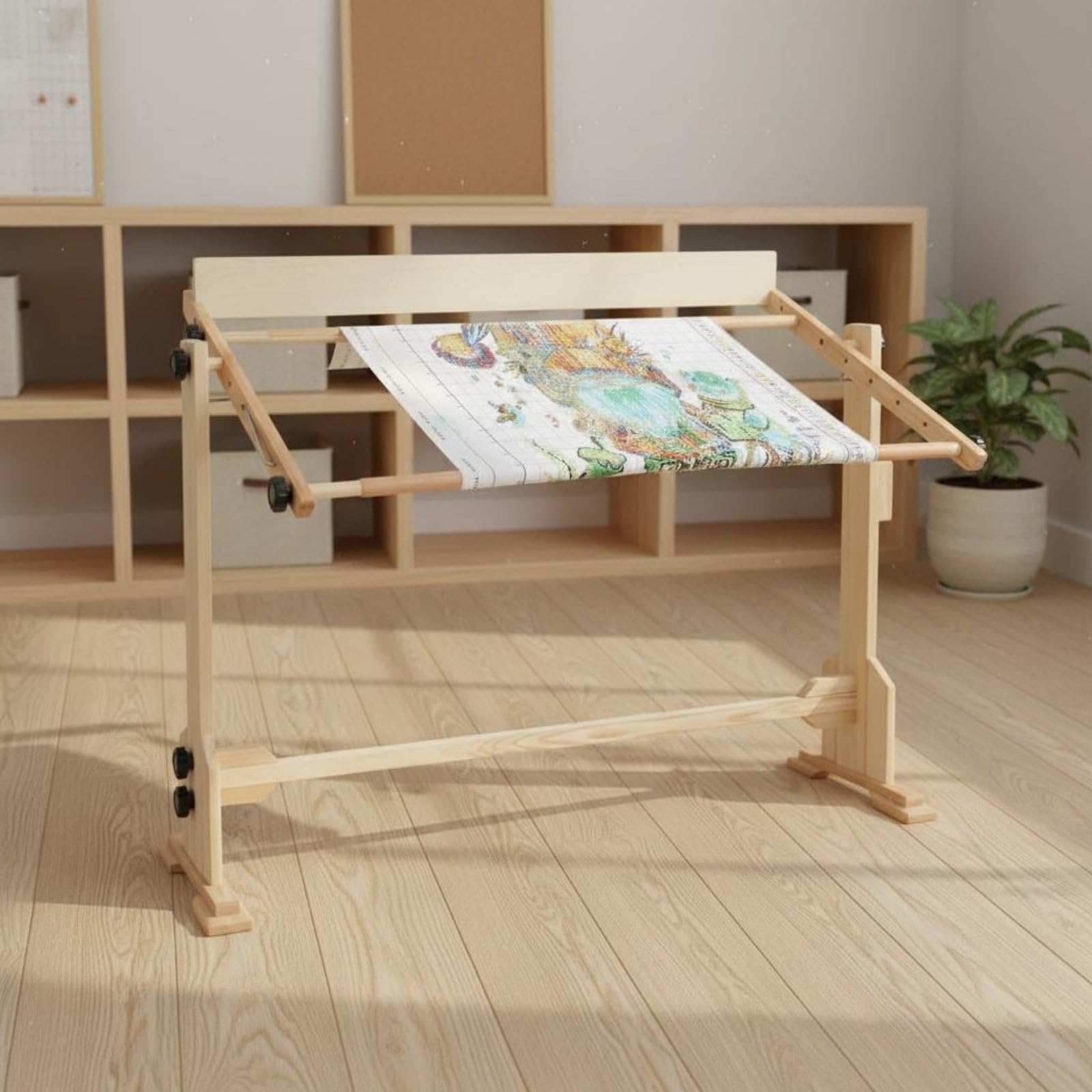 LOVIVER Stickständer Kreuzstichrahmen Stickrahmen Stickgestell Handarbeitsständer aus Holz Stabiler Einstellbarer Breite Und für Präzises Sticken Und Längere Sitzungen für Hobby Zuhause Werkraum